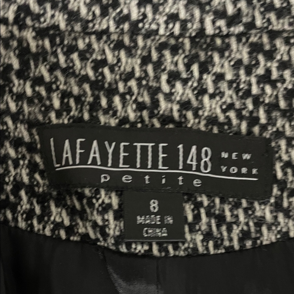 Lafayette 148 New York Zip Jacket Women 8P Black Wool Cashmere‎ Tweed Petite - Picture 6 of 9
